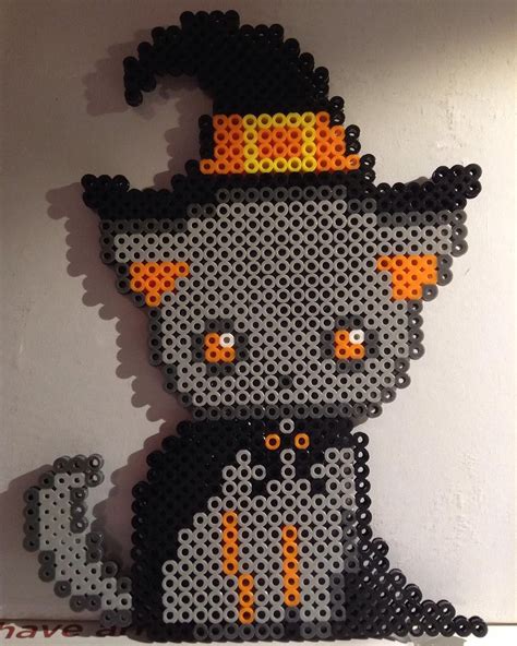 Halloween cat perler beads by perlerbeadbuzz … | Pinteres…