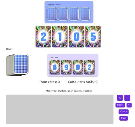 Make Multiplications Card Game — Online Practice (grades 3-6)