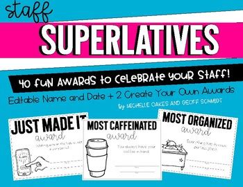 Staff Superlatives: Fun Awards for Faculty by Michelle Oakes | TpT