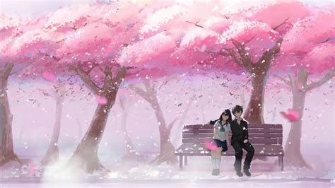 Couple sitting under cherry blossom anime live wallpaper - YouTube