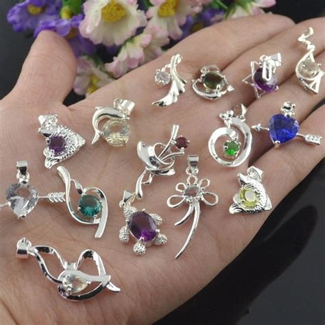 NEW Wholesale lots 15pcs 925 Sterling Silver Crystal charms pendant 15个吊坠 | Wish Wholesale ...