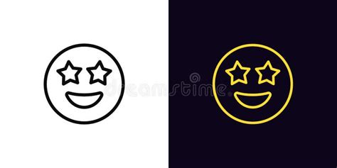 Outline Star Emoji Icon, with Editable Stroke. Superstar Emoticon with ...