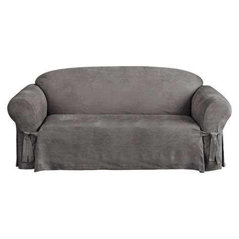 Soft Suede Sofa Slipcover Gray - Sure Fit