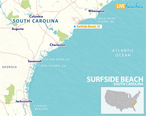 Map of Surfside Beach, South Carolina - Live Beaches