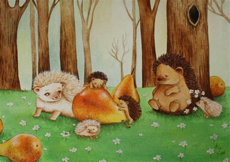 Nursery Art Hedgehog Family print from an original by TinyRed Hedgehog Illustration, Family ...