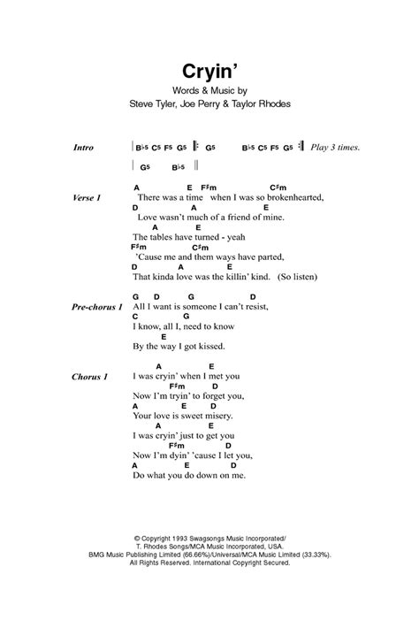 Cryin' by Aerosmith - Guitar Chords/Lyrics - Guitar Instructor