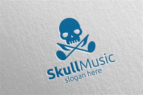 Skull Music Logo with Note and Skull Concept by Denayunecs | Codester