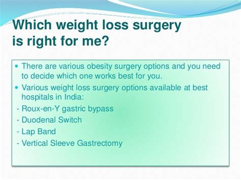 Weight Loss Surgery Options in India