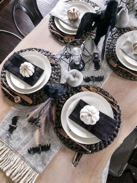 Black and White Halloween Table Decorations - Taryn Whiteaker Designs