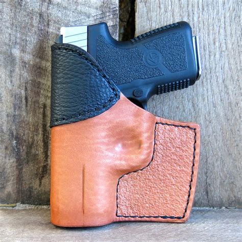 Front Pocket Holster for Kahr CM9 in Natural Horsehide with Black Shark | Johnston Gun Leather