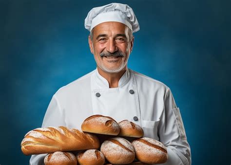 Premium Photo | Artisan Baker on Solid Blue Background