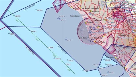 Flying - Italian VFR corridors on a VFR electronic map