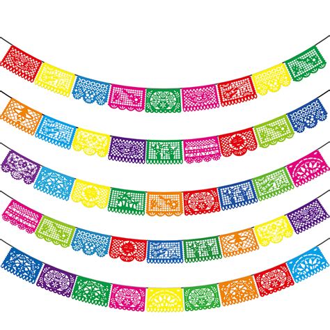 Buy Asoulin Mexican Party Banners - 5 Pack Papel Picado Banner Cinco de Mayo Fiesta Party ...