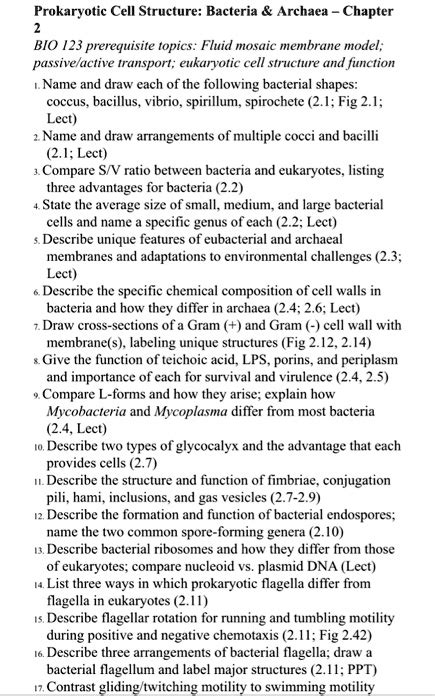 SOLVED: Prokaryotic Cell Structure: Bacteria Archaea Chapter BIO 123 prerequisite topics: Fluid ...