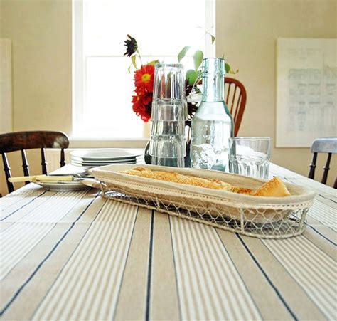 French Blue Harbour Ticking Stripe Linen Oilcloth French Classic, French Blue, French Vintage ...