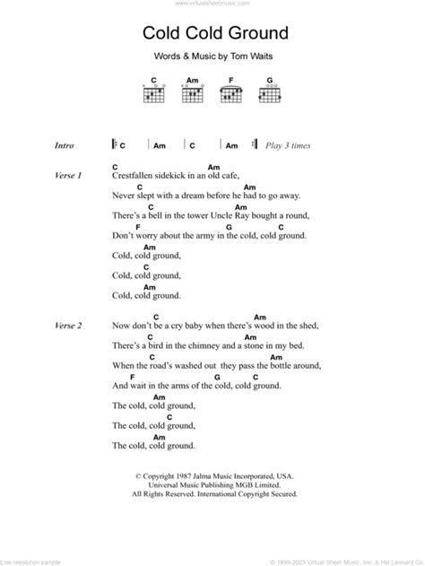 Cold Cold Ground sheet music for guitar (chords) (PDF)