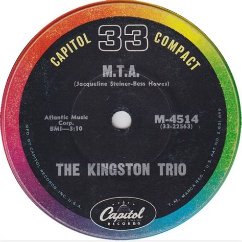 The Kingston Trio – Tom Dooley / M.T.A. (1961, Vinyl) - Discogs