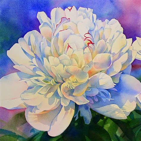 Barbara Fox - Daily Paintings: WHITE QUEEN PEONY watercolor flower painting and print