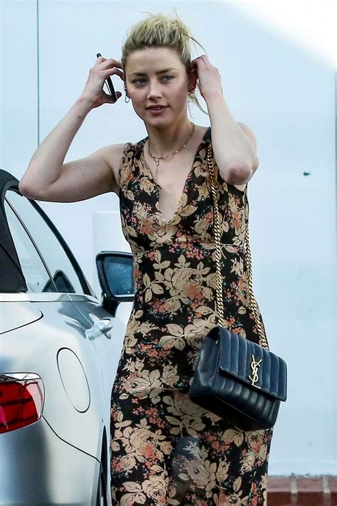 Amber Heard in Floral Print Dress – Out in LA | GotCeleb