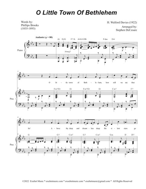 O Little Town Of Bethlehem (Unison choir - Medium Key) (arr. Stephen DeCesare) Sheet Music ...