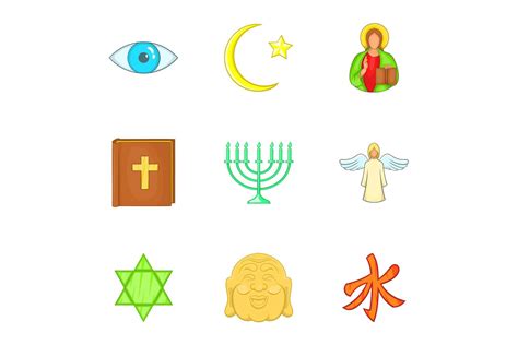 Beliefs Icons Set, Cartoon Style Graphic by ylivdesign · Creative Fabrica