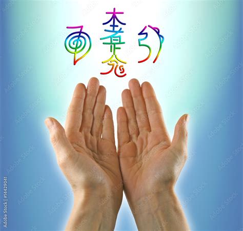 Healing hands and Reiki Symbols Stock Photo | Adobe Stock