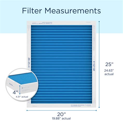 Medify Air 20x25x4 Furnace AC Filter, Allergen Flow, MERV 14, HEPA, 95% Particles Removal, 2 ...