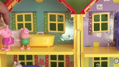 peppa pig doll house toy review with Suzy sheep and george song - YouTube