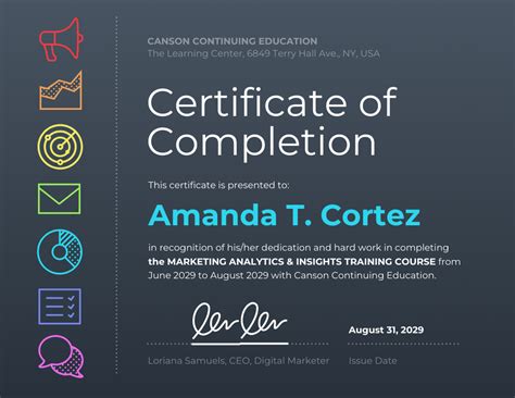 Continuing Education Certificate Template