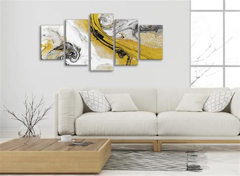 Mustard Yellow and Grey Swirl Bedroom Canvas Wall Art - Abstract Print | eBay