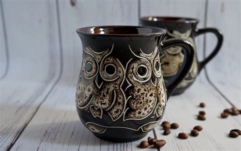 Tea cup ceramic, Owls mug gift, Mom mug pottery,Birthday gifts for women: Handmade | Tea cups ...