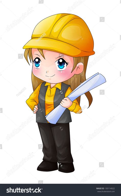 Cute Cartoon Illustration Of An Architect - 130114022 : Shutterstock