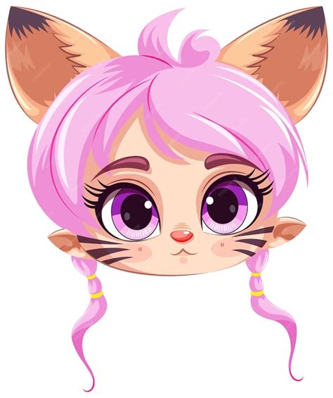 Premium Vector | Cat human hybrid face in fantasy cartoon style