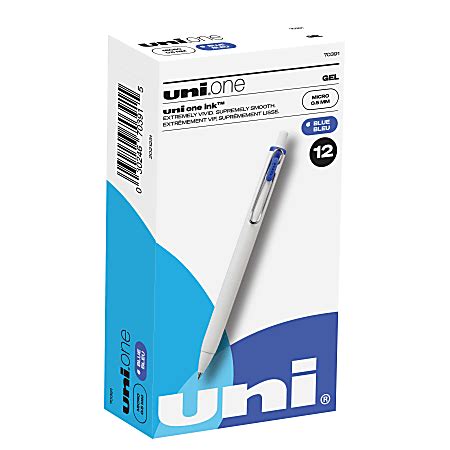 Uni Ball One Retractable Gel Pens Micro Point 0.5 mm White Barrel Blue ...