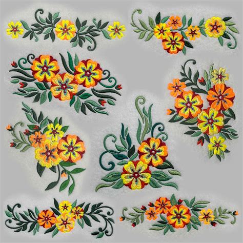 Bunch of Flowers Embroidery Design Bundle