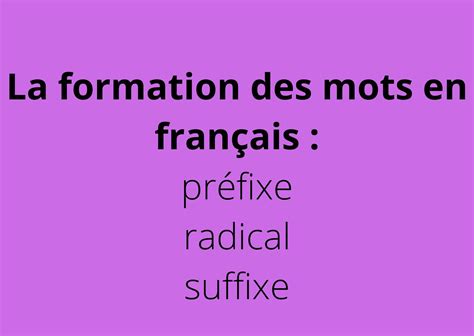 Radical, préfixe, suffixe : la formation des mots - Cours de français