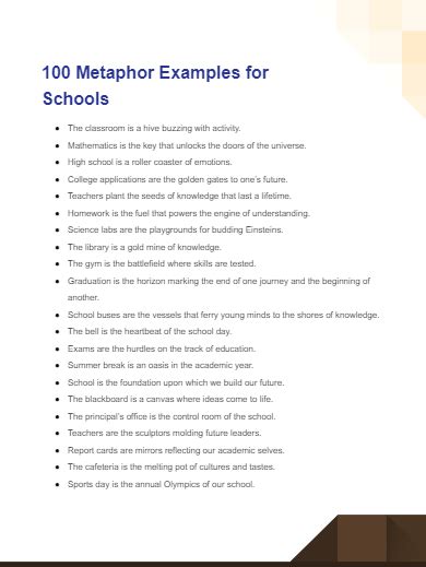 Metaphor for Schools - 99+ Examples, How to Write, PDF, Tips