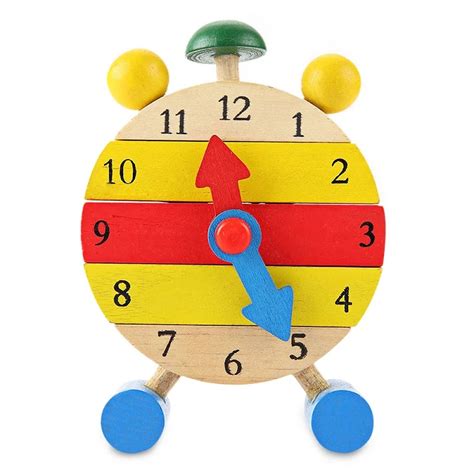 Baby Clock Toy Wood Cognition Wooden Clock Learning For Kids Children Toys Natural Wood ...