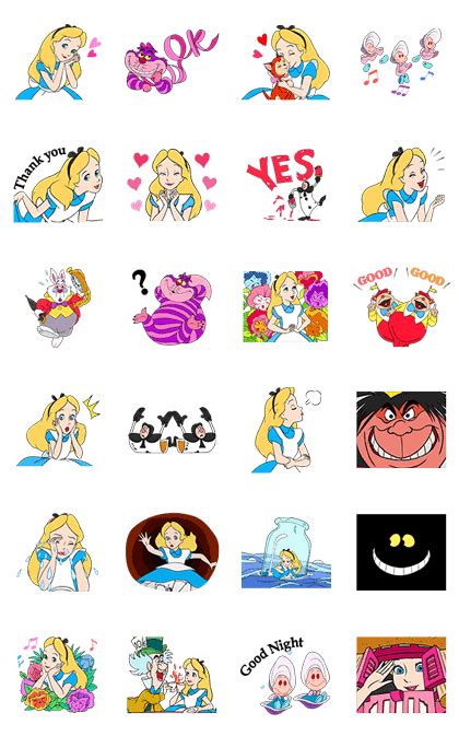 Alice In Wonderland Animated Stickers - LINE Official Stickers | Disney ...