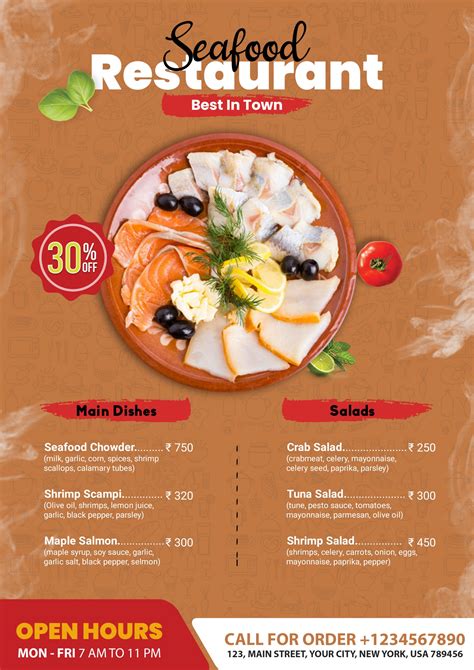 Seafood Restaurant Menu flyer PSD template | FreedownloadPSD.com