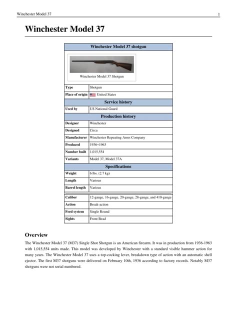 Winchester Model 37 Shotgun | PDF | Shotgun | Projectile Weapons