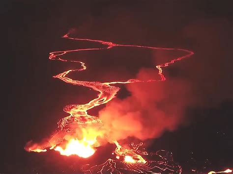 Hawaii volcano: Aerial footage shows rivers of lava flowing to the ocean | The Independent