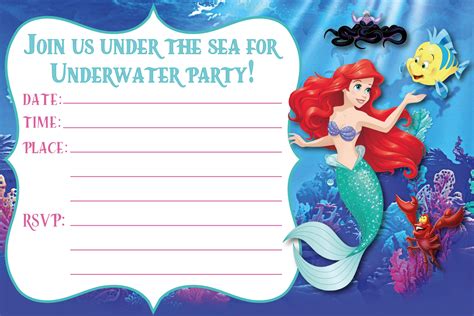 Party Invitations, Mermaid Party Invitations, Little Mermaid Birthday Invitation - agrohort.ipb ...