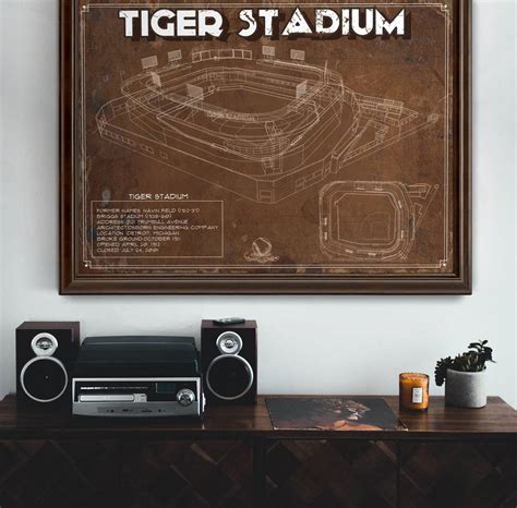 Vintage Tiger Stadium Baseball Detroit Tigers Print Poster - Canvas ...