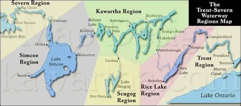 The Trent Severn Waterway and key six regions | Waterway, Severn, Kawartha lakes