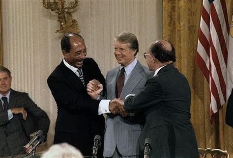 Anwar Sadat Jimmy Carter and Menahem Begin at the Camp David Accords ...