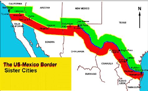 Us Mexico Border Cities Map