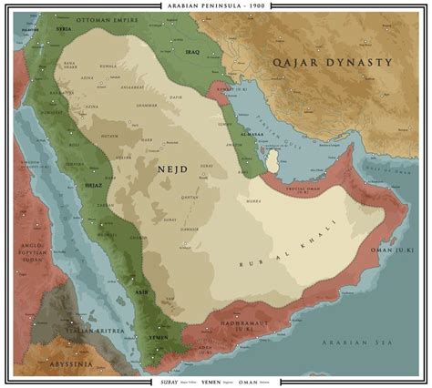 A 1900AD map of the Arabian Peninsula : r/MapPorn