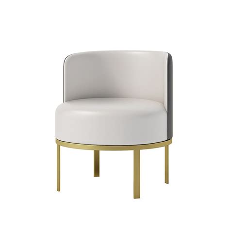 White Modern Accent Chair Upholstered Leather Accent Chair in Gold Legs