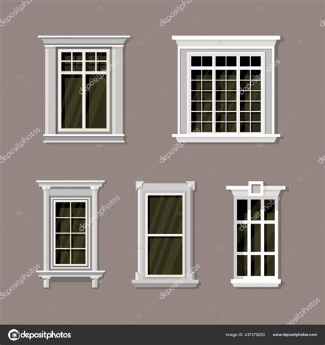 Vector Illustration Various House Window Designs Set Suitable Design Elements Stock Vector by ...